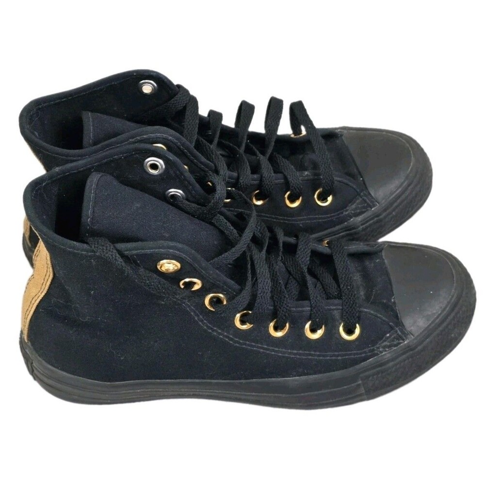 Converse Chuck Taylor All Star High By You Black Gold Sneakers Women 7.5 Men 5.5 - Picture 3 of 11